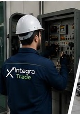 Technician inspecting control panel